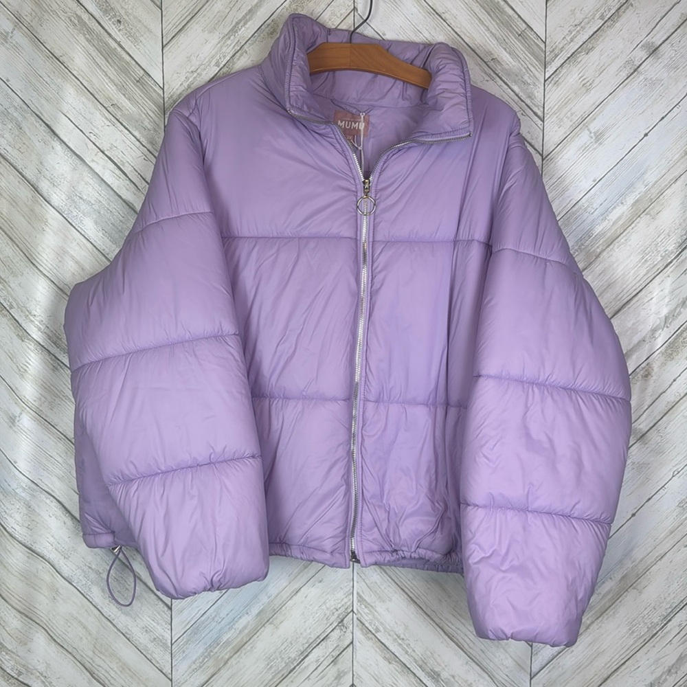 NWT SHOW ME YOUR MUMU snowbird puffer jacket in frosty pink with faux fur